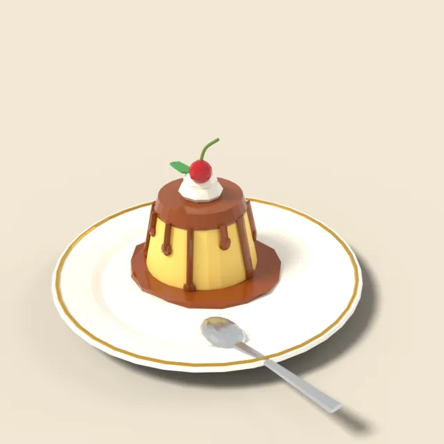 Pudding with caramel sauce