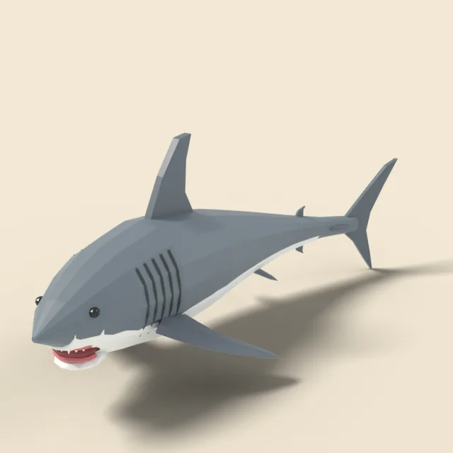 Swimming great white shark