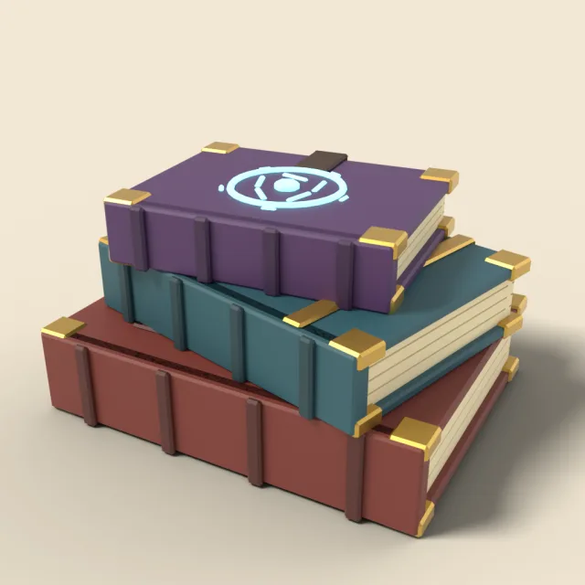 Stack of three old spellbooks