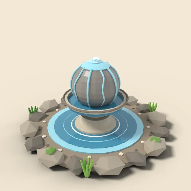 Bubbling stone ball fountain