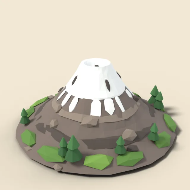 Dormant volcano with snow cap