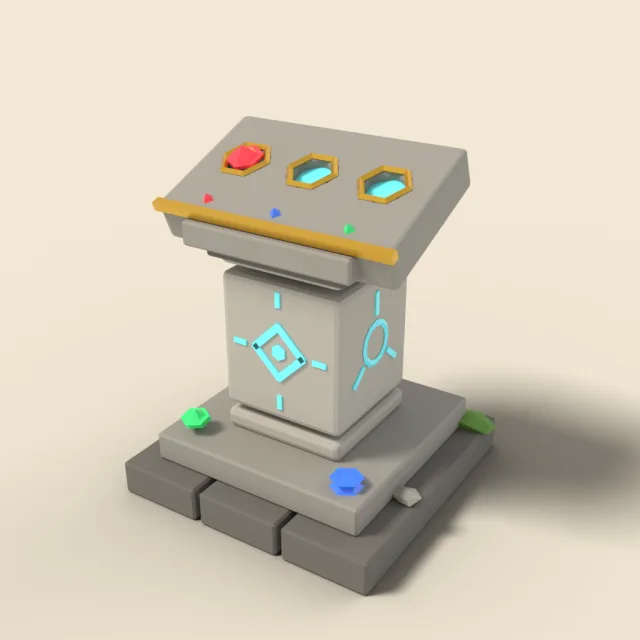 Gem socket pedestal with three slots