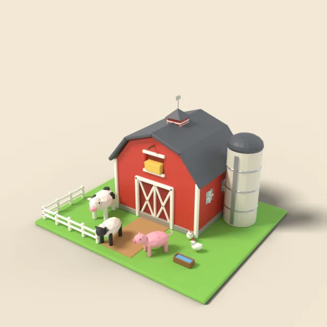 Toy farm barn with animals