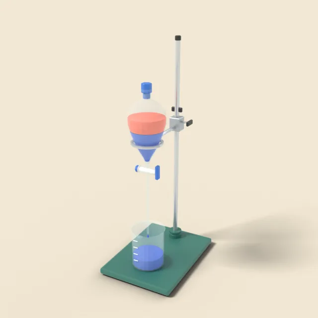 Separatory funnel on stand