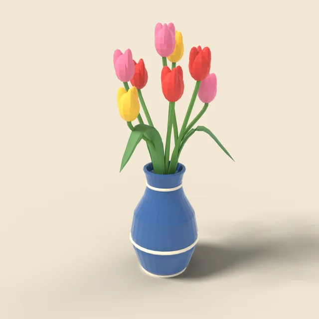 Ceramic flower vase with tulips