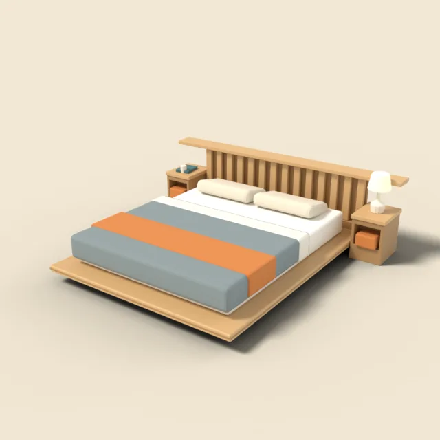 Platform bed with low frame