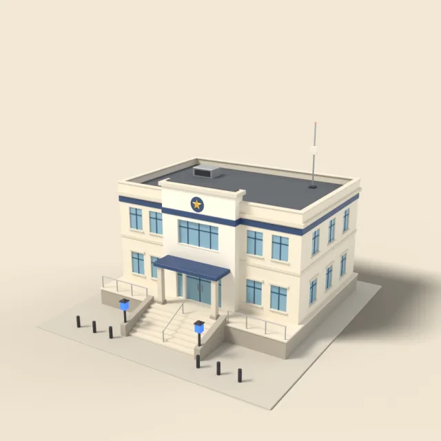 Police station with steps