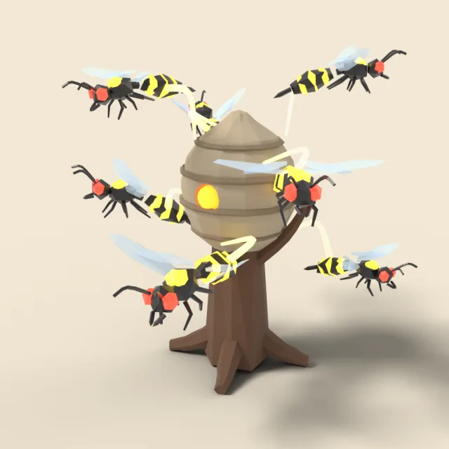 Swarm of glowing wasps