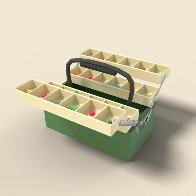 Fishing tackle box with open trays