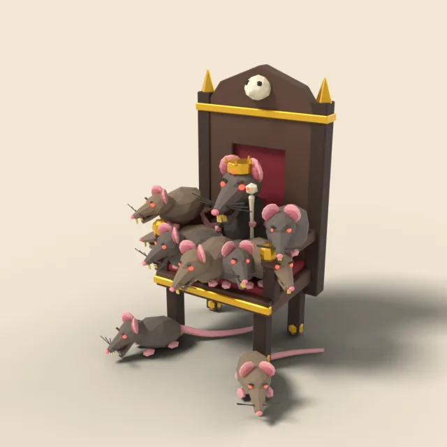 Rat king swarm on throne