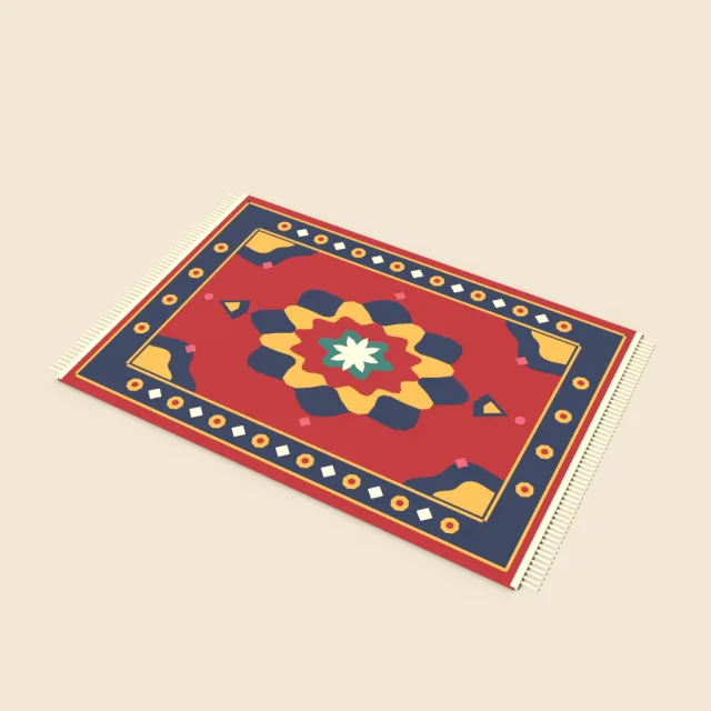 Rectangular medallion rug in crimson
