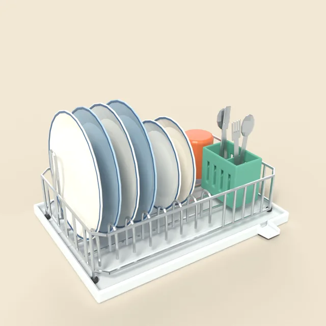 Dish drying rack with plates