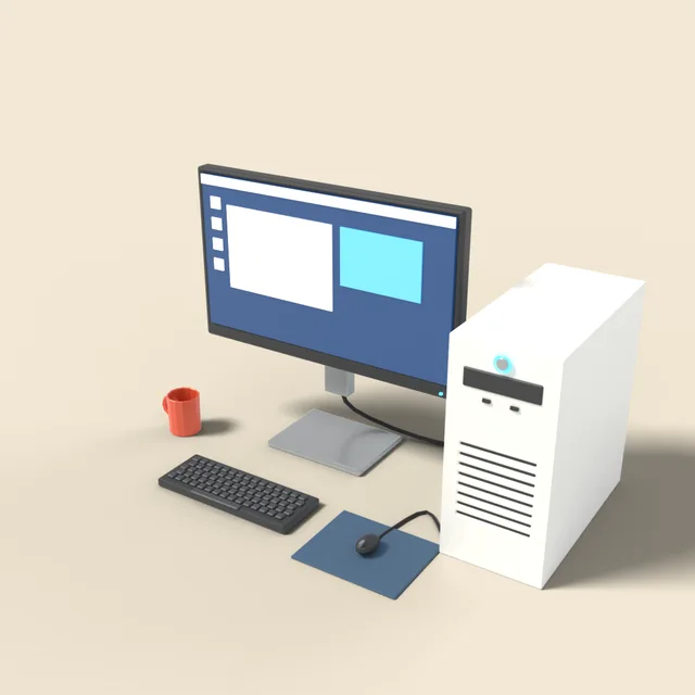 Desktop computer with monitor