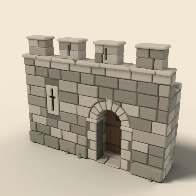 Town wall with small postern gate