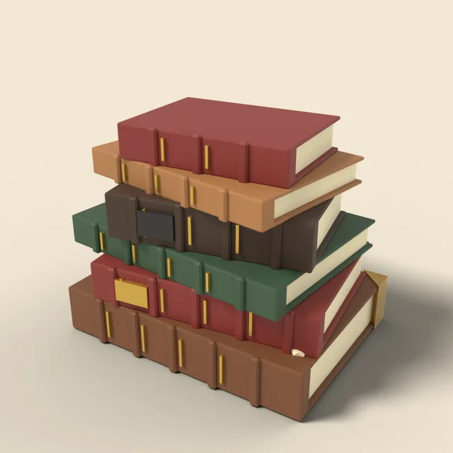 Stack of old leather books