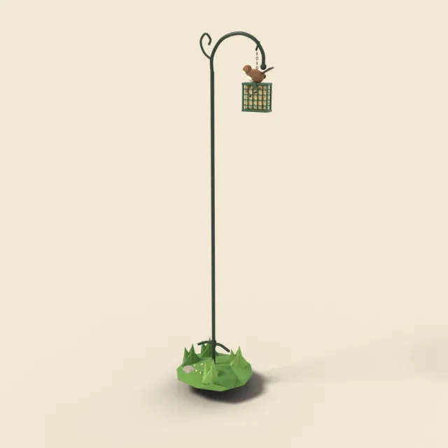 Suet cage feeder on pole