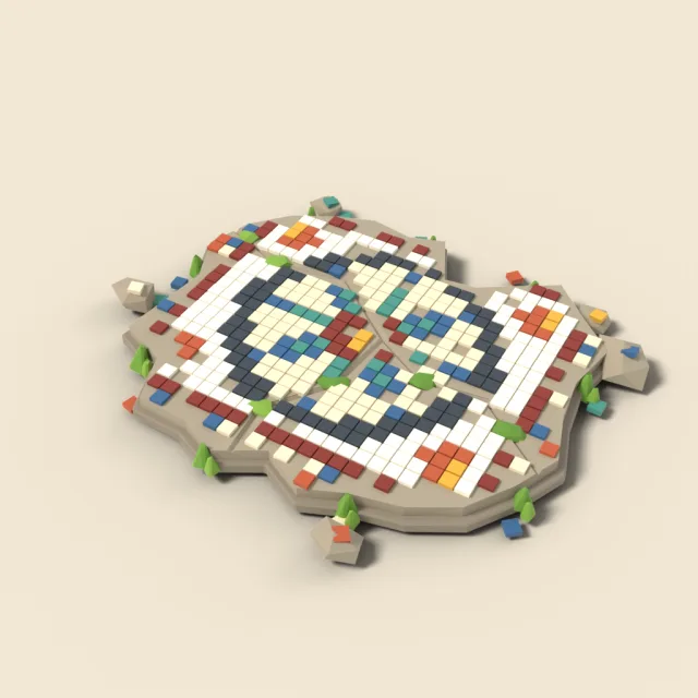 Cracked mosaic floor fragment