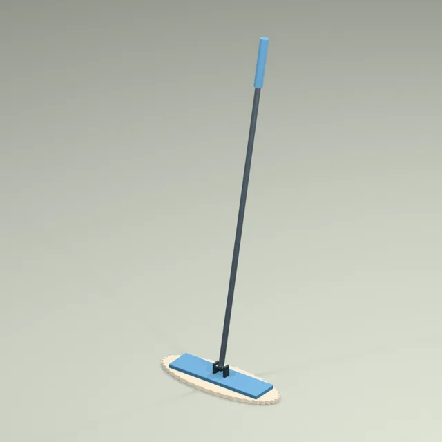 Flat dust mop with scalloped textile pad and swivel handle