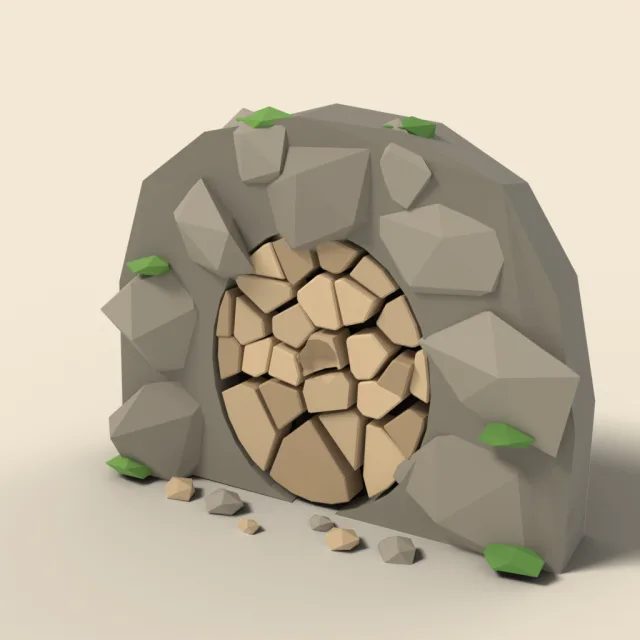 Breakable cracked rock wall