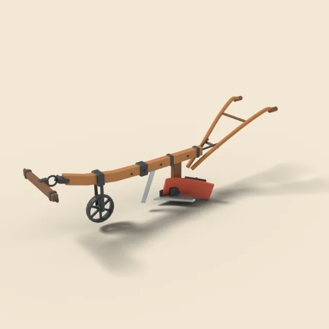 Horse drawn wooden plough