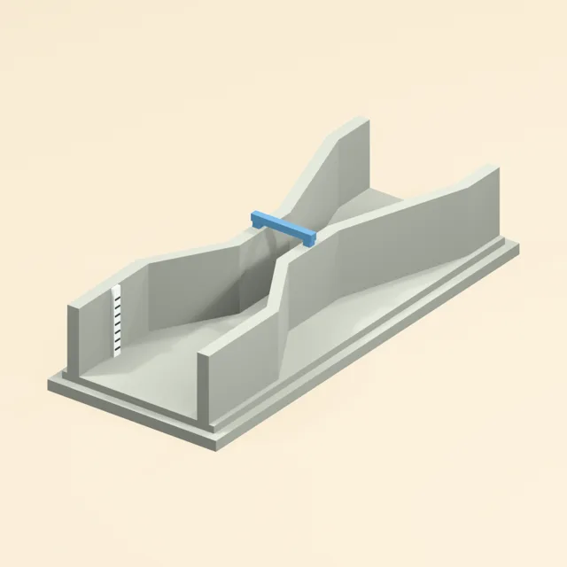 venturi_measuring_flume_converging_throat_diverging_outlet_with_level_staff