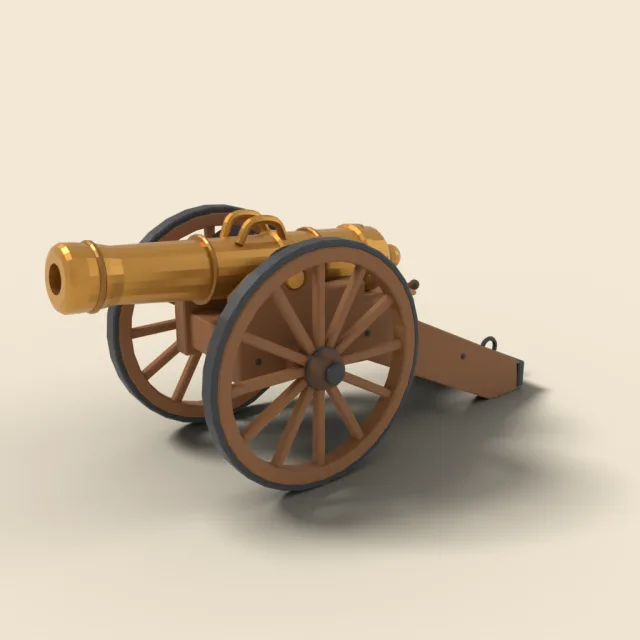Bronze cannon on wooden carriage