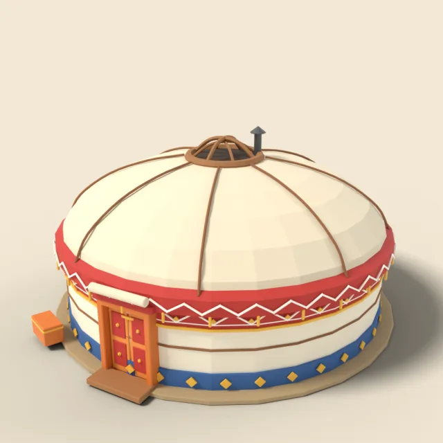 Kazakh yurt with patterned felt bands