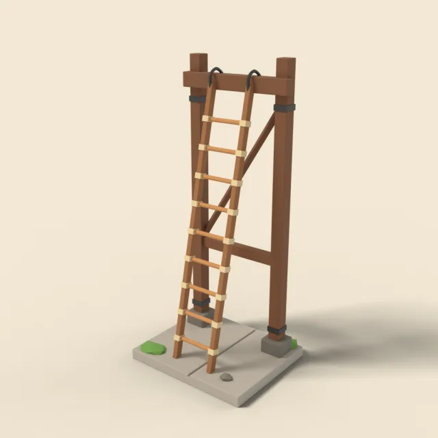 Climbable wooden ladder section