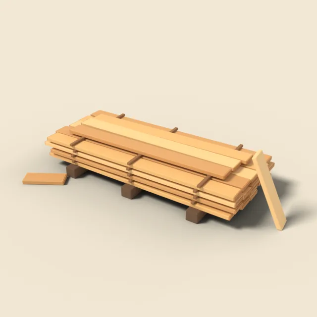 Stack of sawn planks