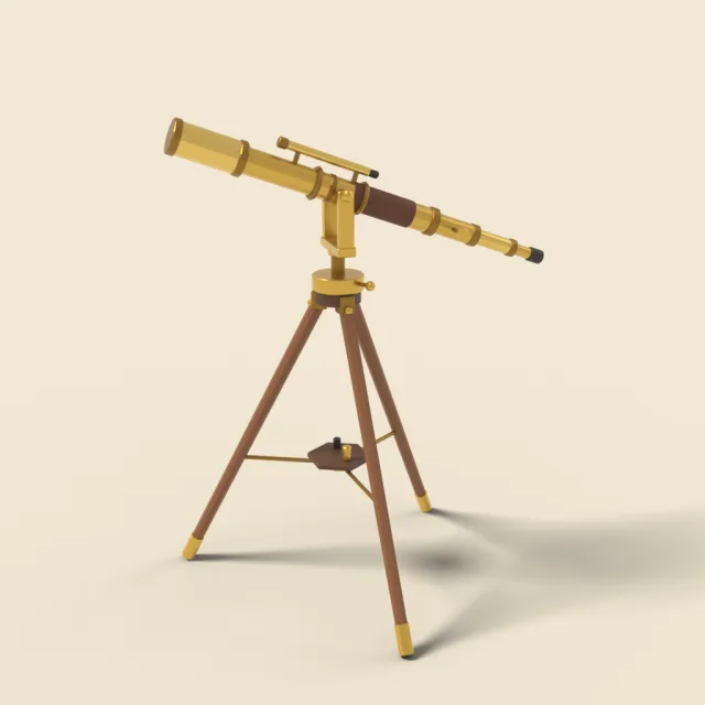 Antique brass telescope on tripod