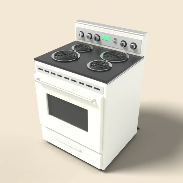 Electric range with four burners