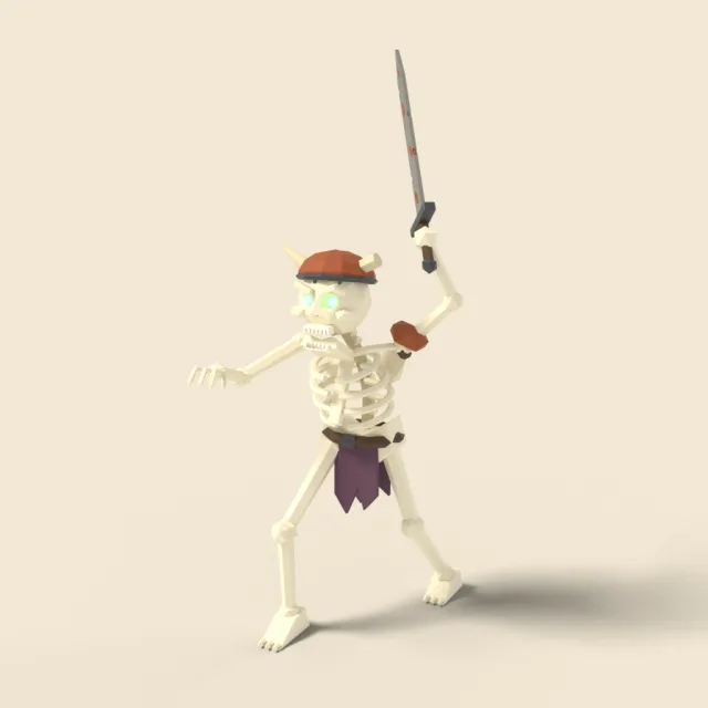 Skeleton warrior with rusty sword