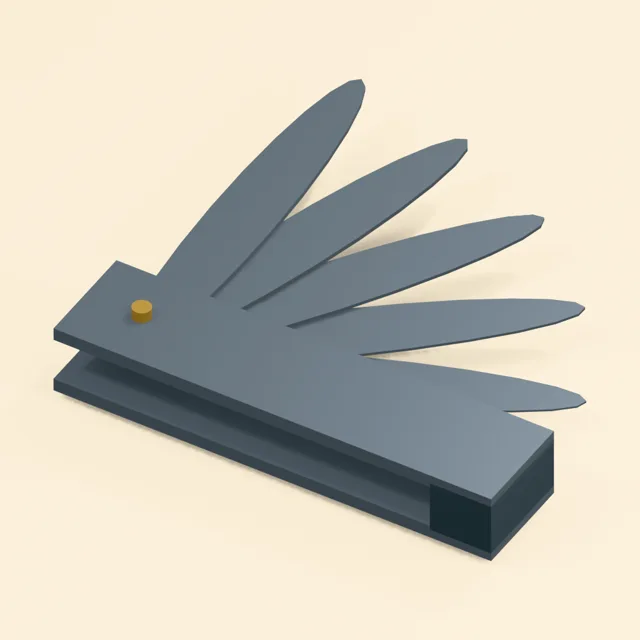 Folding feeler gauge with five separated thickness leaves