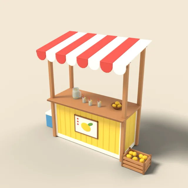 Lemonade stand with striped canopy