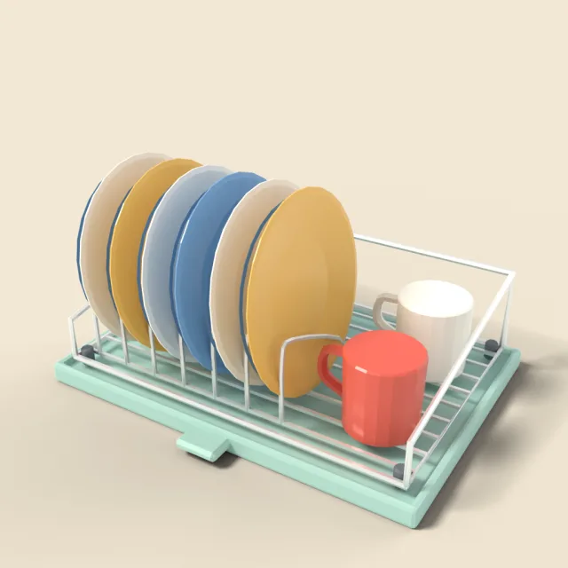 Dish rack with plates