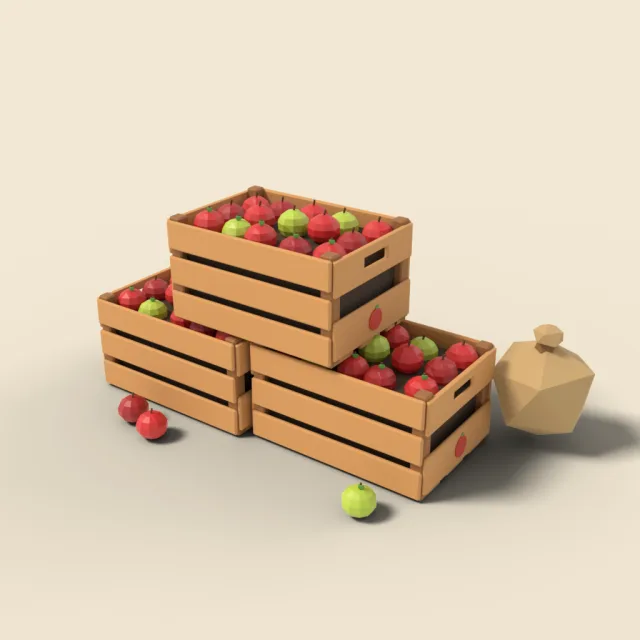 Harvest crates of apples
