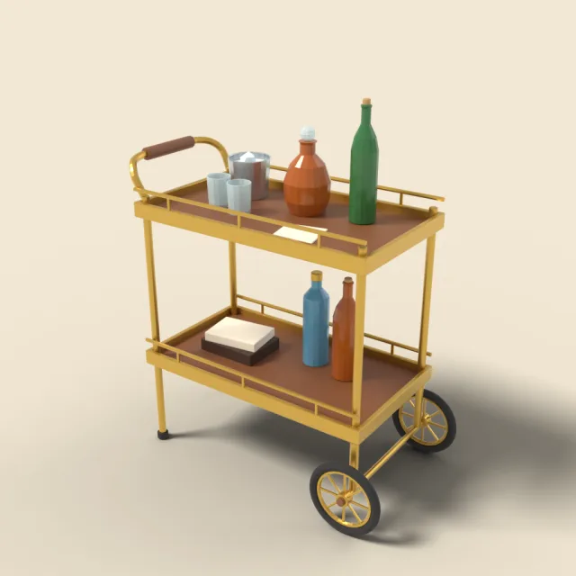Bar cart with two tiers