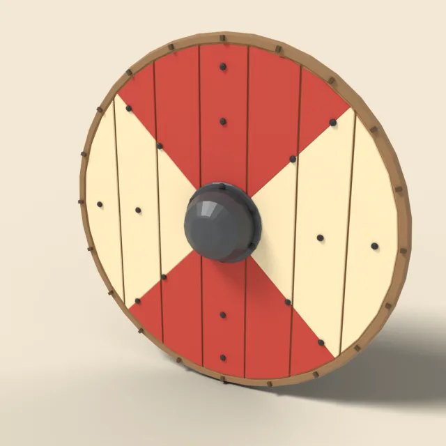 Round viking shield with iron boss