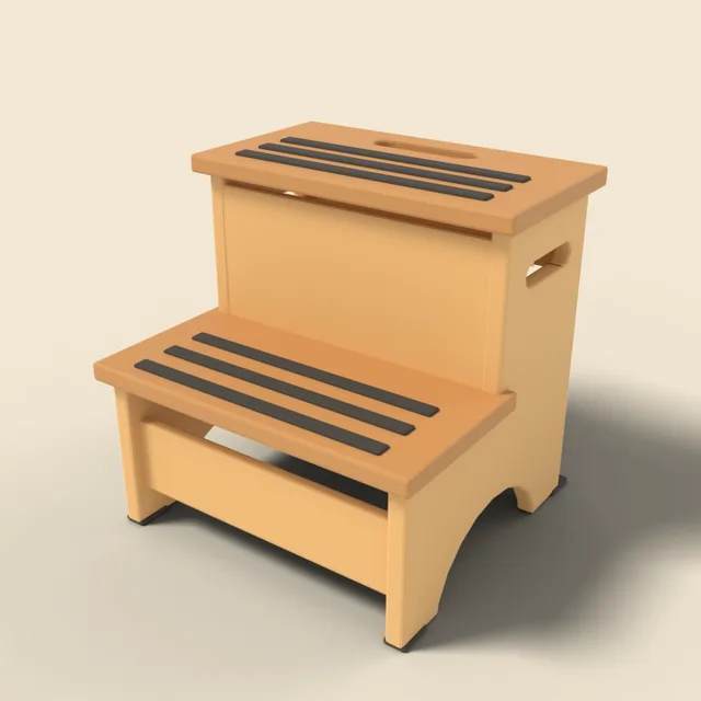 Two-step wooden step stool