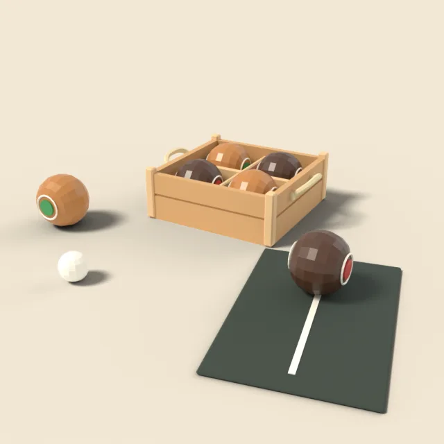 Wooden lawn bowling set