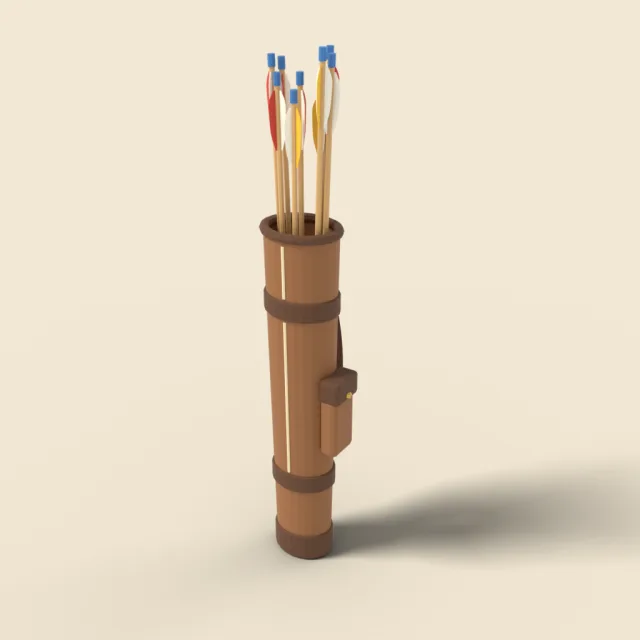 Arrow quiver with fletched arrows