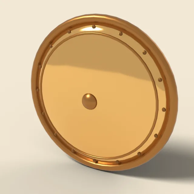 Polished bronze mirror shield
