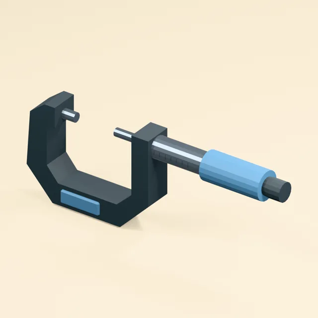 Outside micrometer with C frame and hollow graduated thimble