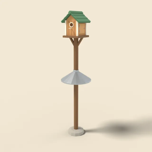 Wooden birdhouse on pole