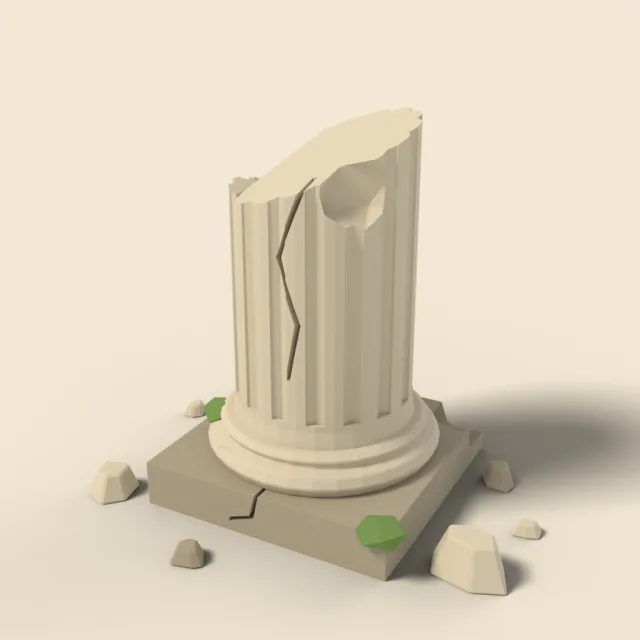Cracked stone pillar segment