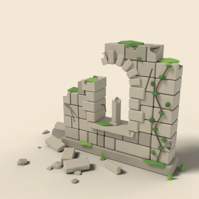 Broken window frame ruin