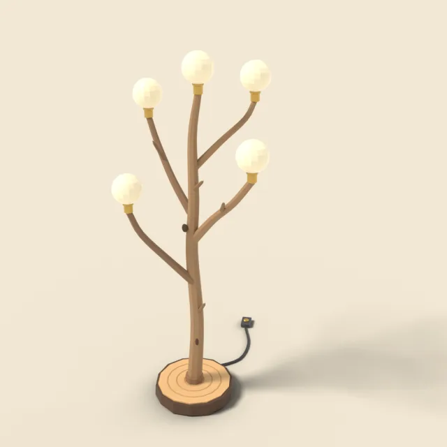 Tree branch floor lamp with globes