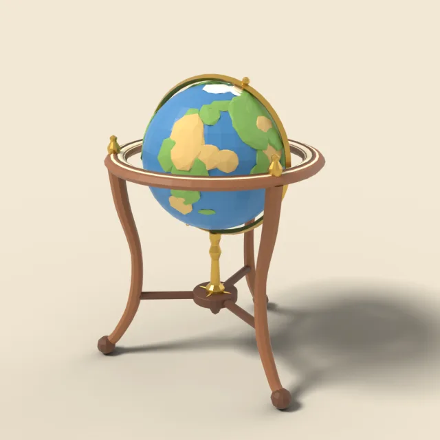 Globe on wooden stand