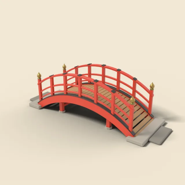 Japanese arched bridge in red