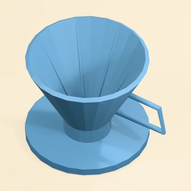 Ribbed pour-over coffee dripper with open drain and cup-rest flange
